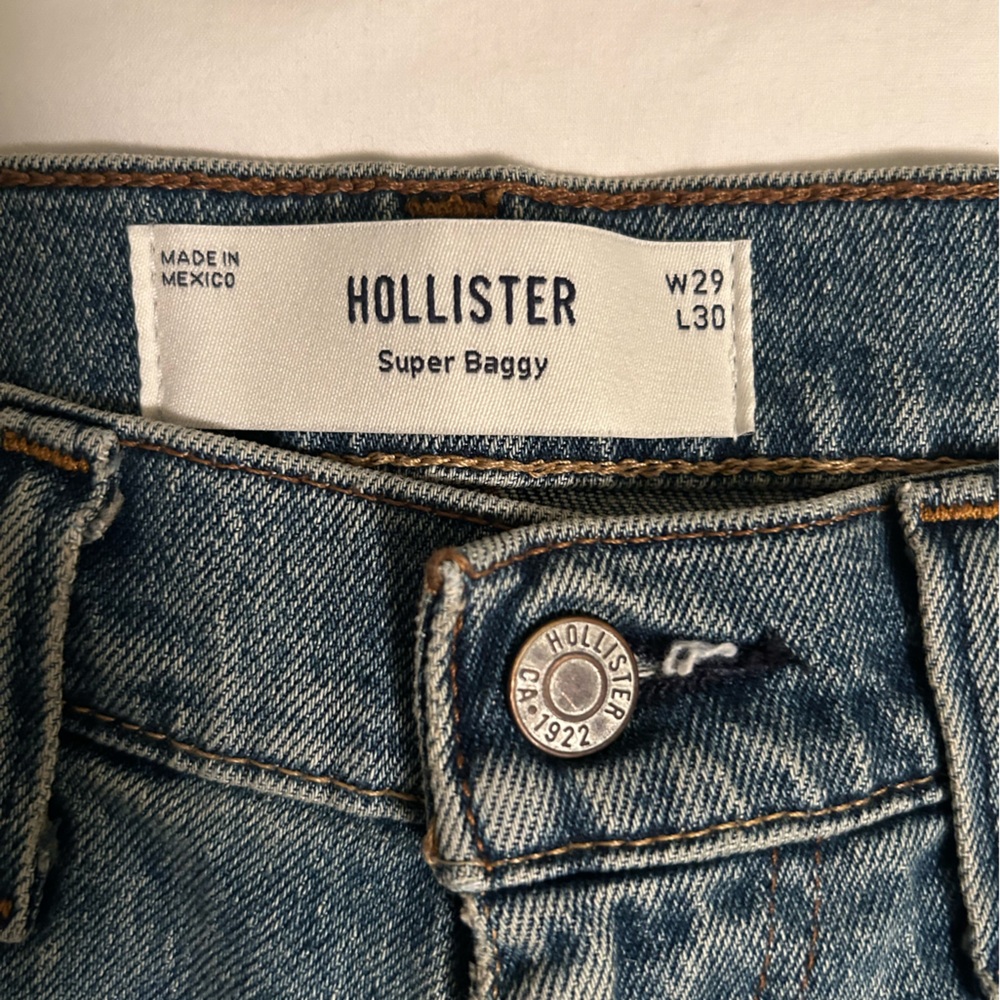 Hollister Men's Super Baggy Stretch Relaxed Fit Jeans - Light Blue